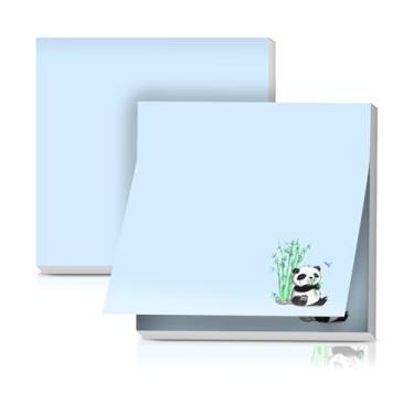 Imagem de LETRLYK Pacote com 2 notas adesivas 7,5 x 7,6 cm, forte poder de colagem, fácil de colocar para casa, escritório, 80 folhas/blocos, panda fofo