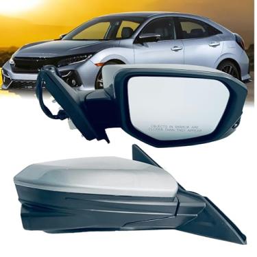 Imagem de Espelho lateral do passageiro compatível com Honda Civic 2016-2021 com câmera, vidro aquecido 11 pinos retrovisor direito prateado