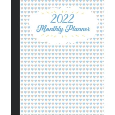 Imagem de 2022 Monthly Planner with Beautiful Gray and Blue Hearts in White Background Cover: 2022 Monthly Calendar and Organizer | Plan Goals for every Month, ... Incomes and Outgoings Planner| 7.5 * 9.25