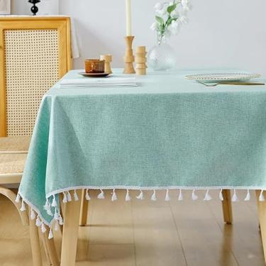 Imagem de Toalha De Mesa De Linho De Algodão Impermeável, Design Simples E Simples, À Prova De Óleo E Durável Para Jantar, Cozinha, Piqueniques Ao Ar Livre E Festas(Blue,120 * 170cm/47 * 66.9in)