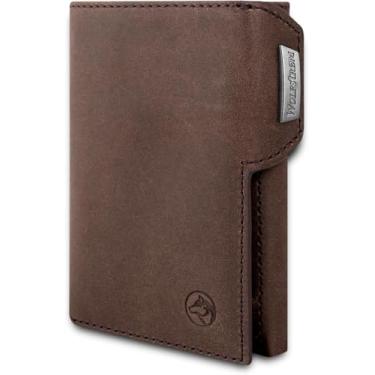 Imagem de Wolfstrøm Carteira fina "Svente" I 11 cartão mini carteira masculina pequena com bolso para moedas, proteção RFID, (02) Marrom vintage, Small Coin Pocket