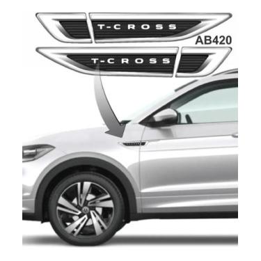 Imagem de Aplique Adesivo Cromado Resinado T-cross High Quality - Resitank