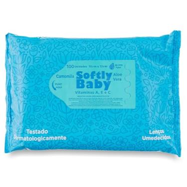 Imagem de Lenço Umedecido Baby Softly - 100 Unidades por Pacote - Com Vitaminas A e C, Aloe Vera e Camomila - Suave e Hipoalergênico para Bebês (1 Pacote)