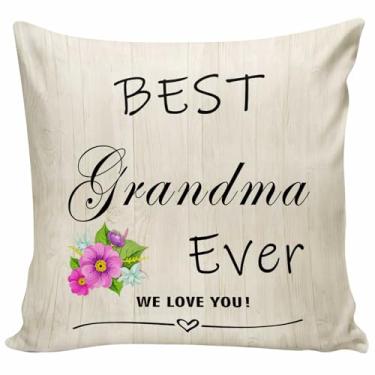 Imagem de Capa de almofada Best Grandma Ever 45,7 x 45,7 cm, We Love You Grandma Farmhouse, capa de almofada decorativa para o dia das mães, capa de almofada para sofá