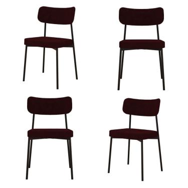 Imagem de Kit com 4 Cadeiras para Sala de Jantar Mona Yescasa Bordô