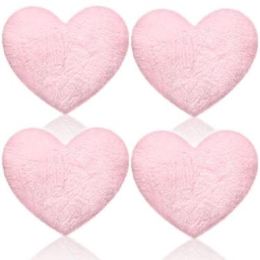 Imagem de Almofadas Remerry em Formato de Coração - Pele Sintética de Coelho Ros
