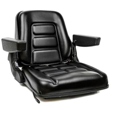 Imagem de TICSEA Assento De Empilhadeira Dobrável Universal Com Encosto Em Ângulo Ajustável, Apoio De Braço, Microinterruptor E Corrediça Para Trator, Escavadeira, Carregadeira Compacta, Retroescavadeira, Tra