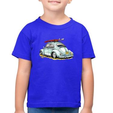 Imagem de Camiseta Algodão Infantil Fusca Vintage - Foca na Moda, Azul royal, 4