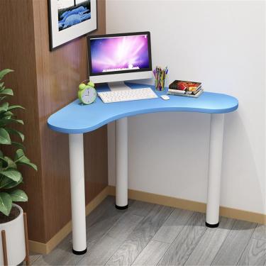Imagem de Mesa de vestir triangular, estação de trabalho compacta multifuncional, mesa de computador de canto para quarto doméstico, mesa de escritório pequena, mesa de escritório resistente, azul