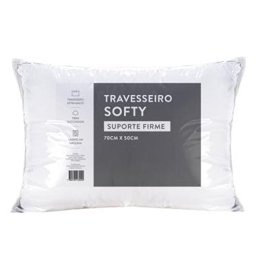 Imagem de Travesseiro 70cm x 50cm Softy Suporte Firme Alto Extra Macio Antialérgico Fibra Importada