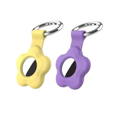 Imagem de 25°Ya Chaveiro AirTag para suporte de AirTag, suporte de capa AirTag, pacote com 2 capas AirTag com chaveiro, suporte AirTag de silicone para bagagem, chaves, animais de estimação, bolsa infantil