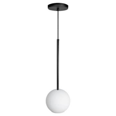 Imagem de Luminária Pendente Lux Preto Globo Vidro Branco Fosco + Led - Iluminar