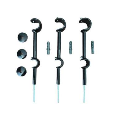 Imagem de Kit 3 Suportes Alongado Duplo Para Varão Alumínio 28/19mm - ART DECORA