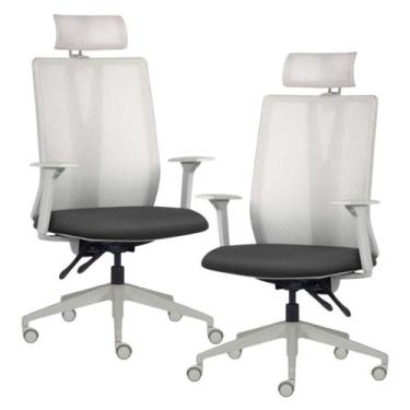 Imagem de Kit 2 Cadeiras Escritório Giratória Presidente Flow F02 Base Cinza Sin