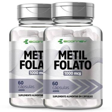 Imagem de 2Un Metilfolato L Metil 1000Mcg Acido Folico Ativo 120 Cápsulas Ecomev