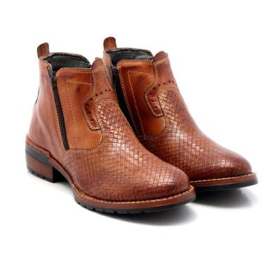 Imagem de Bota Botina Texana em Couro Lisa Super Conforto - Cláudia Beneti, Tric