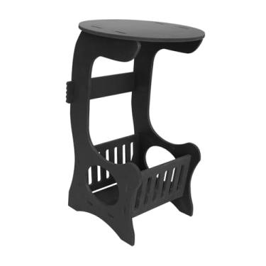 Imagem de ＫＬＫＣＭＳ Pequena mesa lateral redonda mesa lateral simples compacto preto 10,6 polegadas mesa de cabeceira com armazenamento para cozinha de sofá de escritório