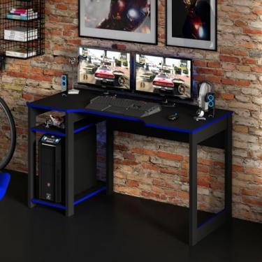 Imagem de Mesa para Computador Gamer 136x75cm ME4152 Preto Azul Tecnomobili