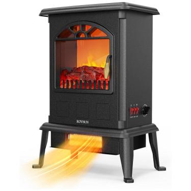 Imagem de ROVSUN Aquecedor Lareira Elétrica com Controle Remoto e Chamas 3D Ajustável, 110V, 1500W, Cinza