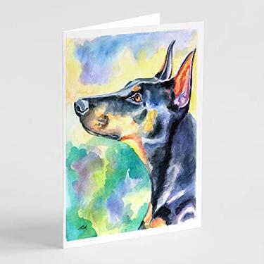 Imagem de Caroline's Treasures Cartões de felicitações Doberman em aquarela 7372GCA7P, pacote com 8, 7 x 5, multicolorido