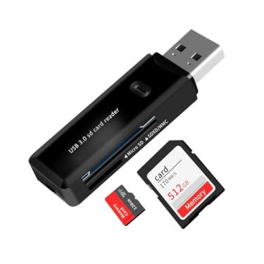 Imagem de Leitor de cartão SD/TF USB 3.0 – Adaptador de cartão de memória múltipla de alta velocidade para PC, laptop, telefone