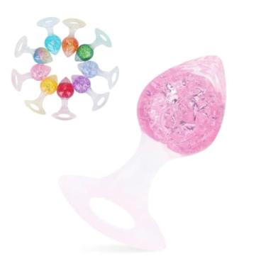 Imagem de Plug Anal Coração Pequeno Em Silicone Com Esfera De Vidro Interno Macio Seguro Prazer Suave [ROSA]