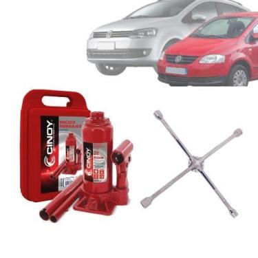 Imagem de Kit macaco hidraulico 2t e chave de roda 17 19 21 23 cinoy