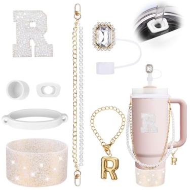 Imagem de Mity rain 8 peças de acessórios de copo branco para copo Stanley Cup 850.5 g 1,134.0 g copo com alça - Inclui adesivo impermeável, alça de alça, topo de palha e bota, tampa à prova de derramamento