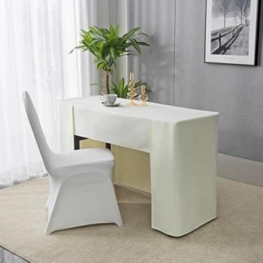 Imagem de Protetor de toalha de mesa resistente para uso interno e externo, toalha de mesa de tecido decorativo resistente a manchas, toalha de mesa ajustada lavável na máquina - bege | 140 x 60 x 75 cm