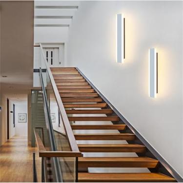 Imagem de Luminária de parede LED moderna para jardim, arandelas de parede brancas, faixa longa externa, IP65, à prova d'água, luz de parede interna, luzes decorativas para porta da frente, iluminação