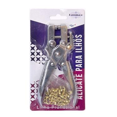 Imagem de Alicate para Vazar Vazador e Pregar Ilhós 2 Em 1 + 100 ilhoses
