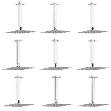 Imagem de Chuveiro Ducha Teto Kit 9 Uni Inox 20x20 Slim Quadrado Banheiro Piscina Box Area Externa