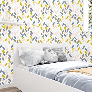 Imagem de Mangoloo Papel de parede geométrico Boho Peel and Stick Papel de parede aquarela autoadesivo folha colorida armários de papel de contato quarto cozinha decoração de parede papel de parede removível
