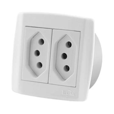 Imagem de Tomada 20A Dupla Para Móveis Ilumi Slim Branca Nbr 14136