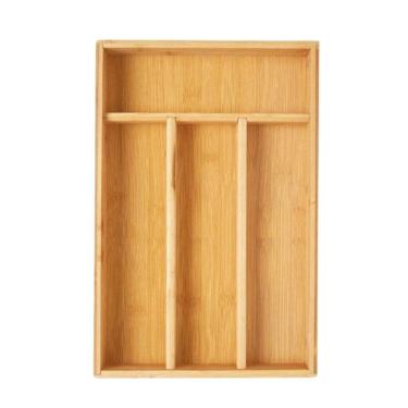 Imagem de Porta Talheres Bambu Organizador de Gaveta Madeira 33 x 22cm