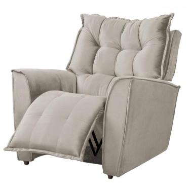 Imagem de Poltrona Da Mamãe Para Sala Reclinavel Carinho Veludo Marfim - Star Co