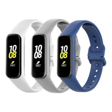 Imagem de 3 Pulseiras De Silicone Galaxy Fit 2 R220 - Branco / Azul Marinho / Ci