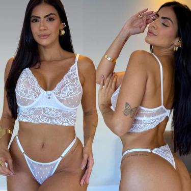 Imagem de Conjunto De Lingerie Tule Sensual Sem Bojo Com Aro Calcinha Fio - Like