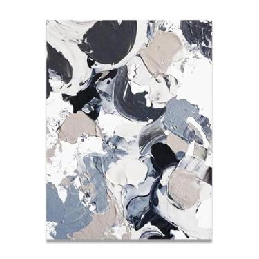 Imagem de Pintura de parede em tela abstrata azul e branco impressão em tela pôster imagem colorida moderna arte abstrata decoração de parede corredor escadas decorações de quarto 70 x 50 cm