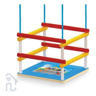 Imagem de Balanço Infantil Bebê Azul Suspenso Para Criança Madeira - Junges