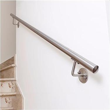 Imagem de FZZIBQYR Corrimão de escada de aço inoxidável 304, corrimão de suporte de parede redondo para crianças idosas e adultos, corrimão de escada montada na parede com suportes de parede, 0,5 m - 6 m