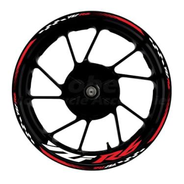 Imagem de Awonderful Kit de listras refletivas para motocicleta, adesivos de aro de roda de vinil compatíveis com Yamaha YZF R6 1998-2016 (vermelho)