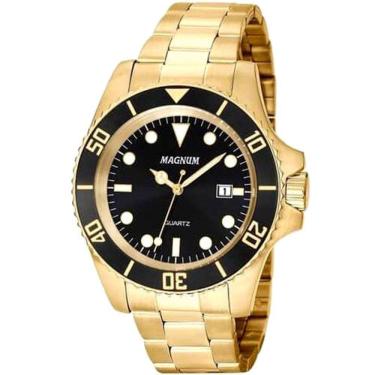 Imagem de Relógio MAGNUM masculino analógico dourado preto MA33068U