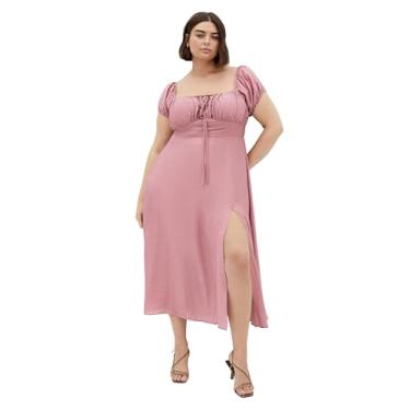 Imagem de City Chic Vestido feminino plus size - Abbigail Split Maxi, rosa, 54
