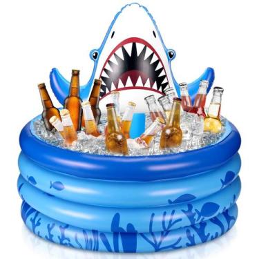 Imagem de Refrigerador inflável Bencailor Shark Party Decorations Blue