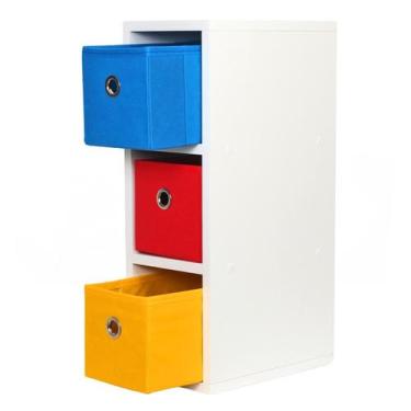 Imagem de Mesa de cabeceira gaveteiro Organibox com 3 gavetas 18x55x30cm - VERME