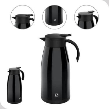 Imagem de Bule Termico Garrafa de Café Chá 1,5L Preta Com Alça Gatilho Soprano