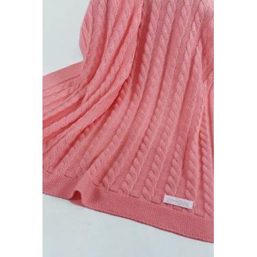 Imagem de Manta Tricô Bebê Trançada Carlan, Rosa, Único