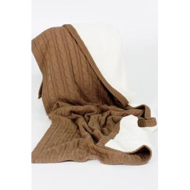 Imagem de Peseira Tricô Cordas Forrada Pelo Sherpa Carlan, Marrom, 150x65cms
