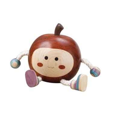 Imagem de IEUDNS Estatueta de maçã esculpida à mão em madeira, decoração para inauguração de casa, centro de mesa, ornamento de maçã, estátua de fruta